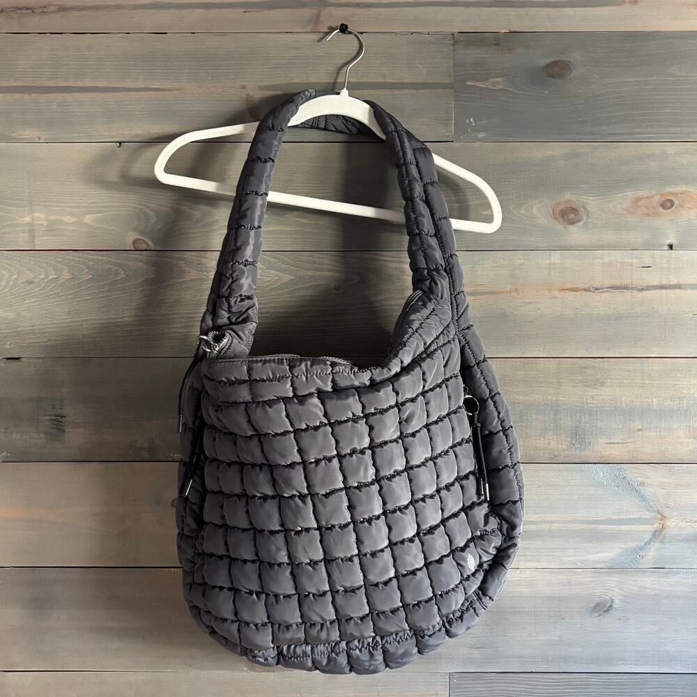 FP MOVEMENT by Free People Quilted Carryall Puffer Bag Grey Graphite OS